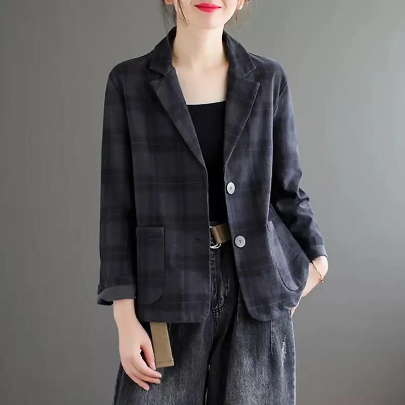 Coat Women Vintage Comfortable Lightweight Oversized Casual Blazer Cotton Linen Cardigan Jacket