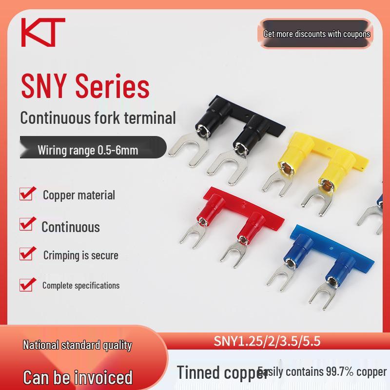 KT Keshitong Nylon Fork Terminal SNY1.25/2/3.5/5.5 with Copper Nose - National Standard Cold-Pressed Terminal