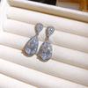Rich daughter~ Silver needle super flash zircon water drop stud earrings temperament celebrity style earrings light luxury high-end earrings women
