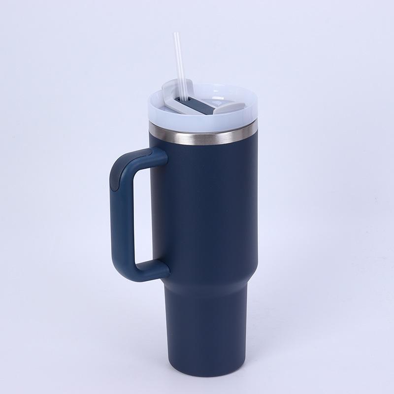 Large Capacity Insulated Stainless Steel Car Cup with Handle and Straw - Double Layer for Cold Retention (Ice Buster)