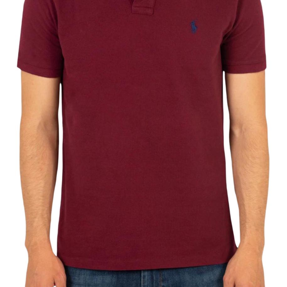 Polo Ralph Lauren Solid Color Short Sleeve Polo Shirt With Pony Embroidery Men tops Burgundy 710675974-007
