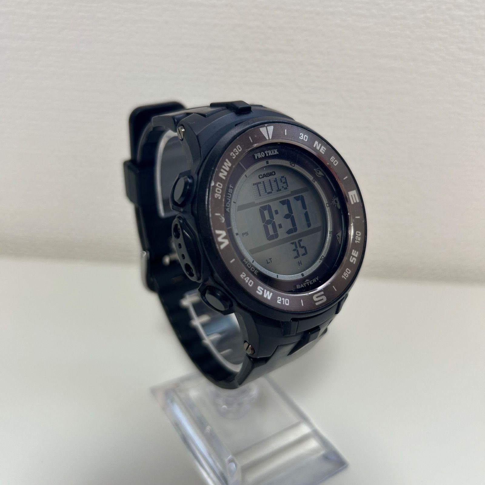 Used CASIO PRO TREK PRG-330 Digital Watch Black Casio Pro Trek Solar