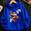 Santa Claus Playing Basketball – Trendy Casual Hoodies for Boys and Girls (Autumn/Winter), Suitable for Outdoor Activities