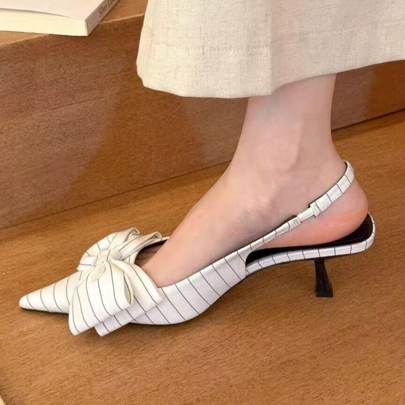 Fashion 2025 Summer High Heel Women Sandals Fashion Butterfly-knot Slip On Singbacks Mules Party Dress Shoes for Ladies Pumps