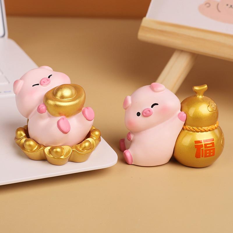 Resin Pig Figurine With Lucky Symbols For Home Decor And Giftgiving