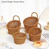 1PC Hand-woven Imitation Rattan Kitchen Storage Basket Brown Handle for Vegetable Fruit Flower Sundries Organizer Hanging Basket