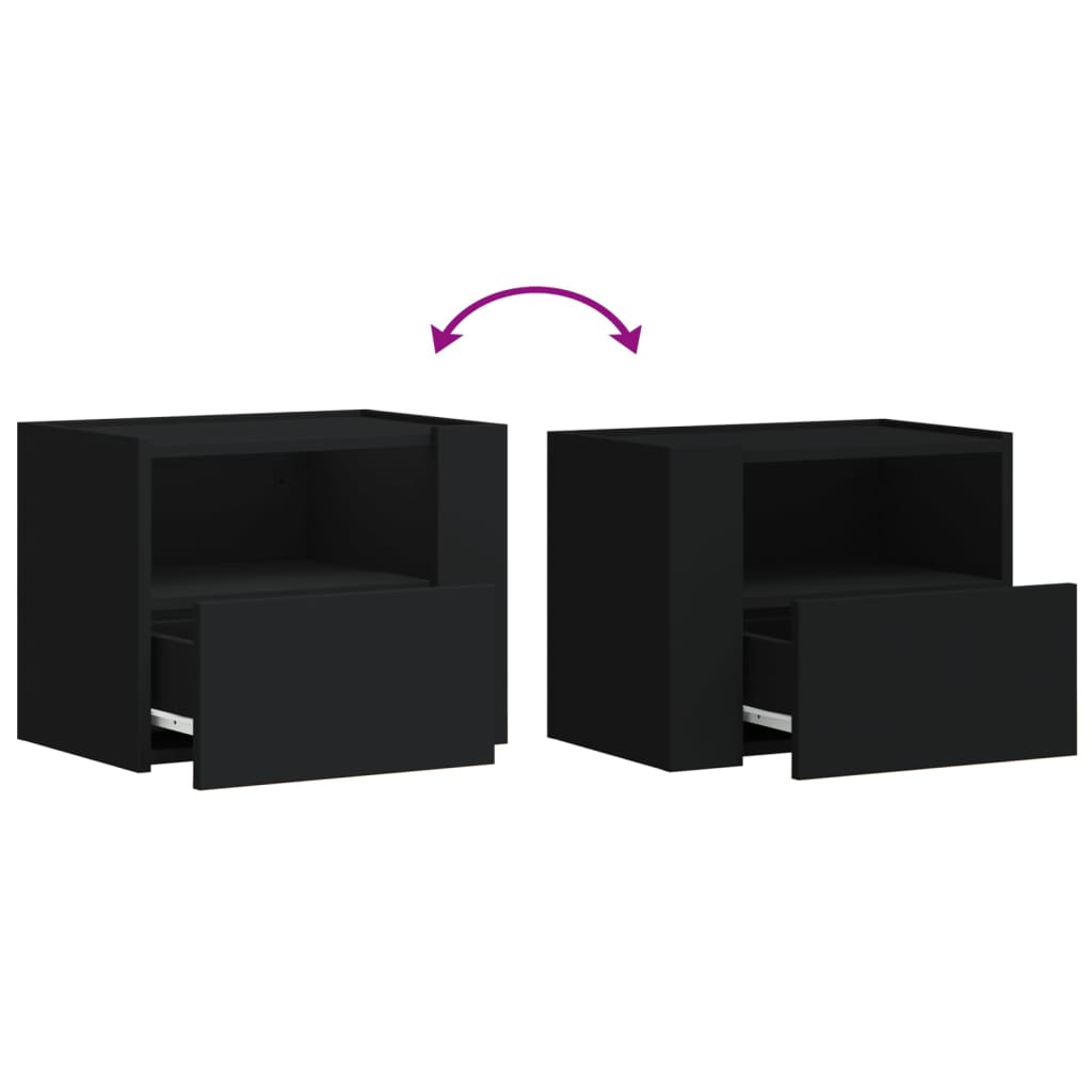 Wall Mounted Nightstands Set of 2 Black 45 x 30 x 35 cm