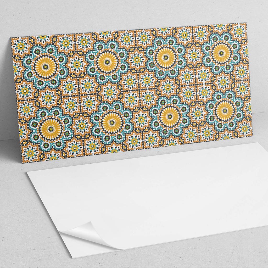 Panel Samoprzylepny Winylowy - Ścienna Dekoracja Do Biura 100X50 Cm Wzór Mozaikowy Z Kwiatami