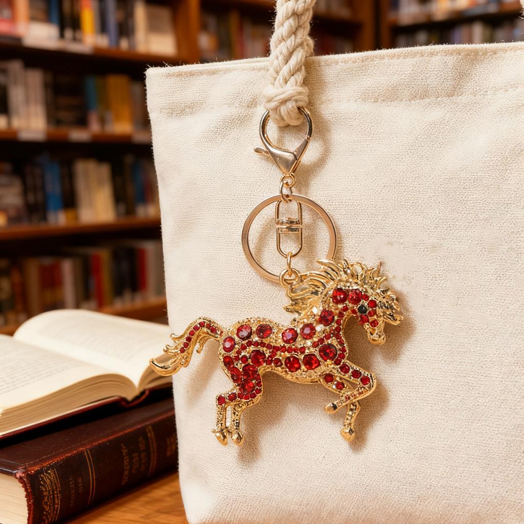 Horse Keychain Colorful Sparkling Rhinestones Key Chain