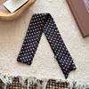 Korean Polka Dot Silk Scarf: Black & White Long Ribbon for Women