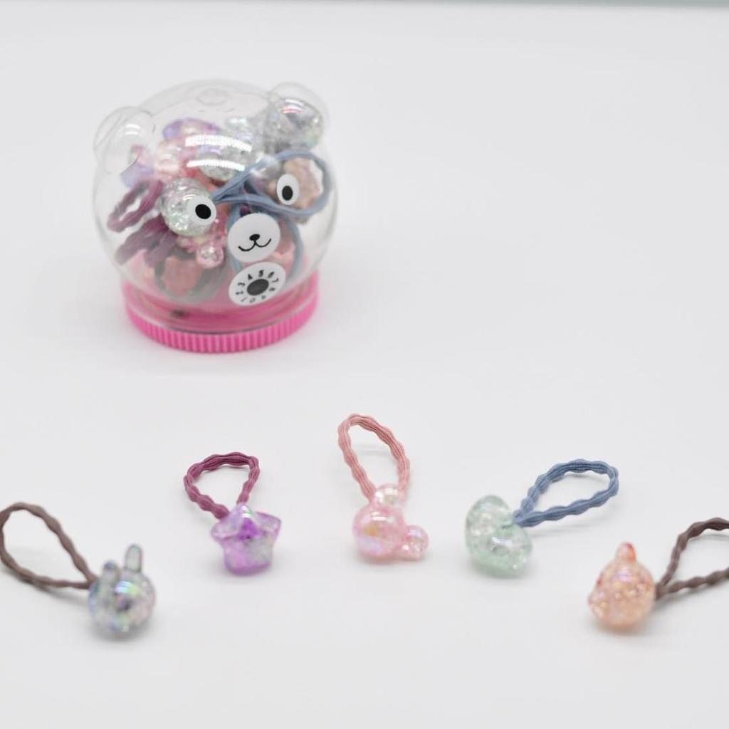 Flashing Bear Hair Ties for Kindergarten Girls - Gentle, Colorful Rubber Bands