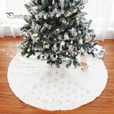 Christmas Tree Skirt Sparkling Snowflake DIY Winter Decorations Plush Fine Workmanship Christmas Tree Skirt