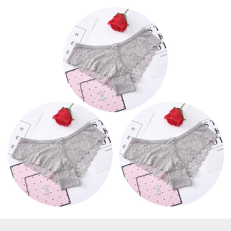 Panties for Woman Sexy Lace Breathable Female Underwear Panty Transparent Brief Girl Underpants Set M-XXL 3 Pcs/lot