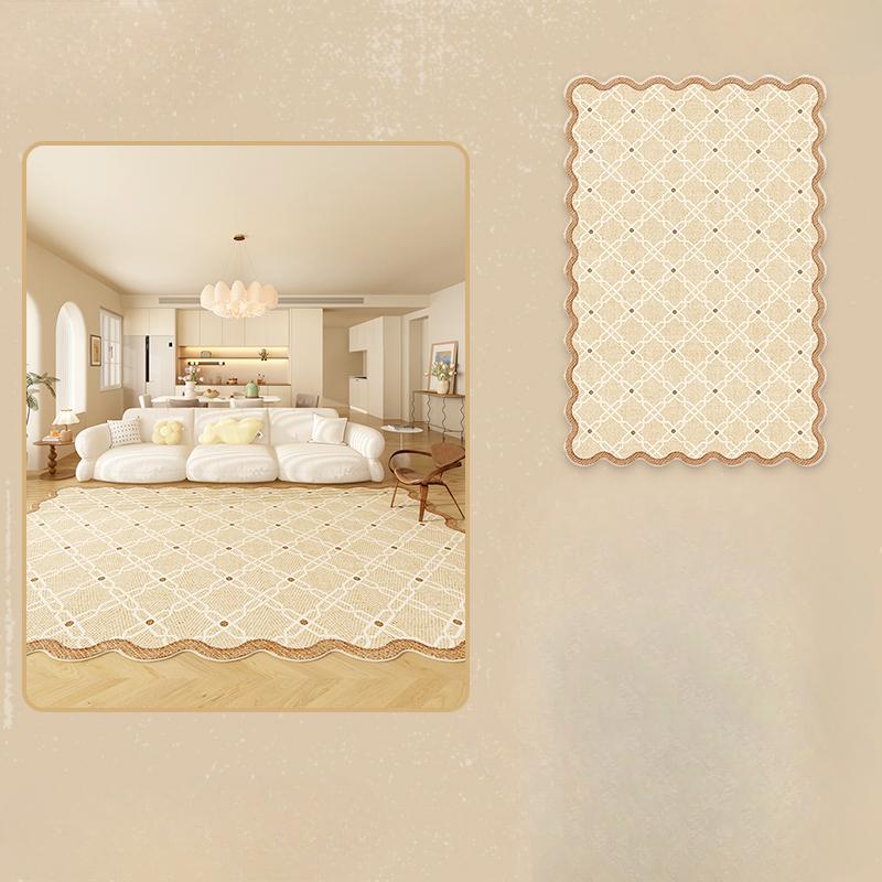 Irregular Shapes Carpets for Living Room Thick Anti-slip Lounge Mat Fluffy Soft Study Rug Cream Style Bedroom Decor Plush Carpet