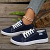 Women's Casual Canvas Sneakers Lightweight Lace-Up Low Tops Shoes for Spring Fall Breathable Black & White Sneakers