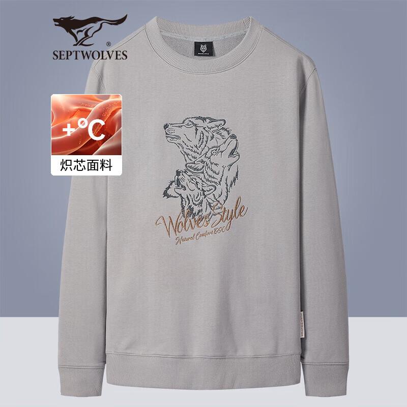 Septwolves Men s Embroidered Wolf Long-Sleeve T-Shirt L