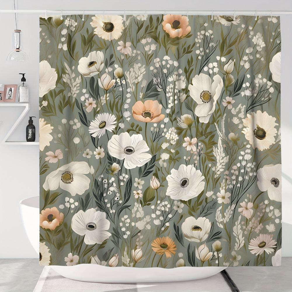 

Retro Farmhouse Style Washable Dirt-Resistant Shower Curtain Shower Head Waterproof Polyester Bath Curtain For Home Decor W60H190(CM)-1 Pcs