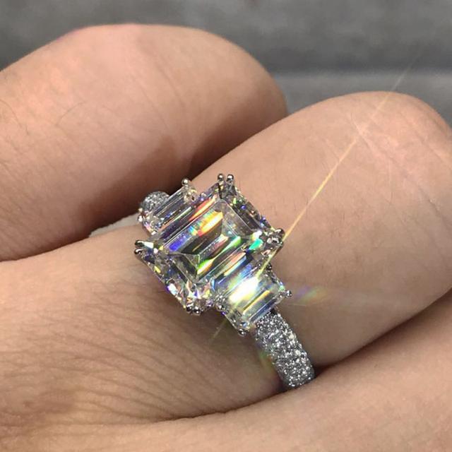 

Новый тройной кристалл с кубическим цирконием, дизайнерские женские кольца, темпераментное свадебное кольцо для свадебной церемонии, вечерние, модные ювелирные изделия 9