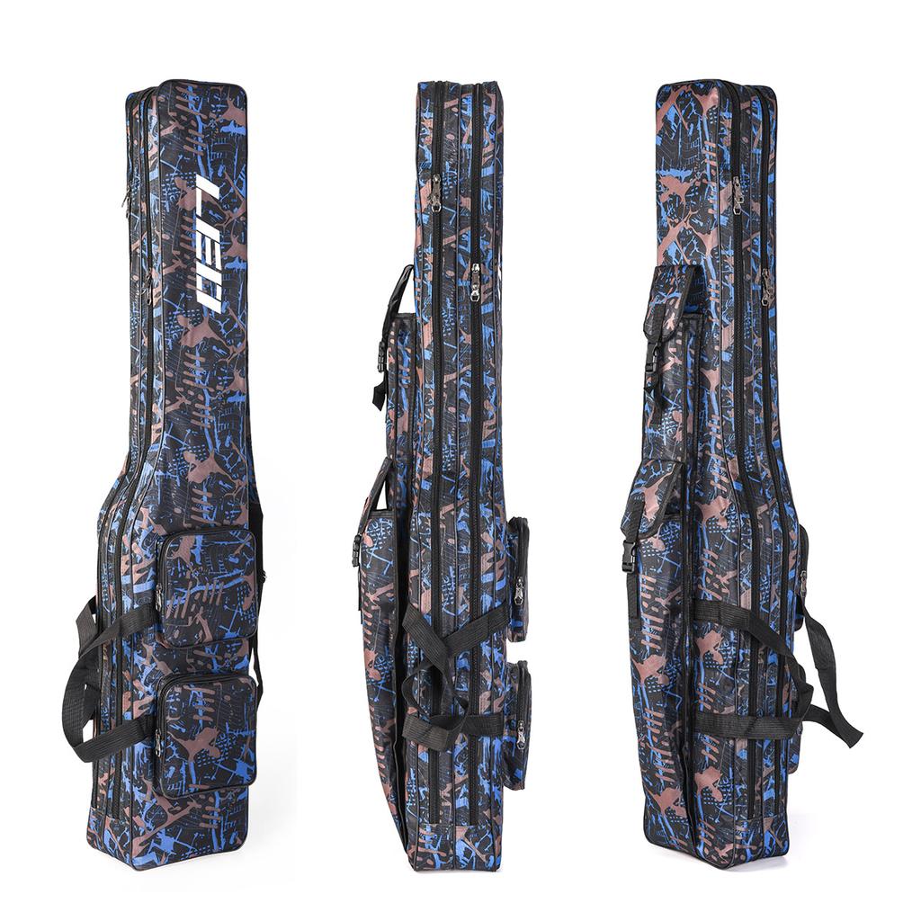 New LEO Double-layer Canvas Fishing Bag 1.3m Portable Fashion Extended Large Capacity Folding Fishing Rod Bag Fishing Gear Carrying Bag