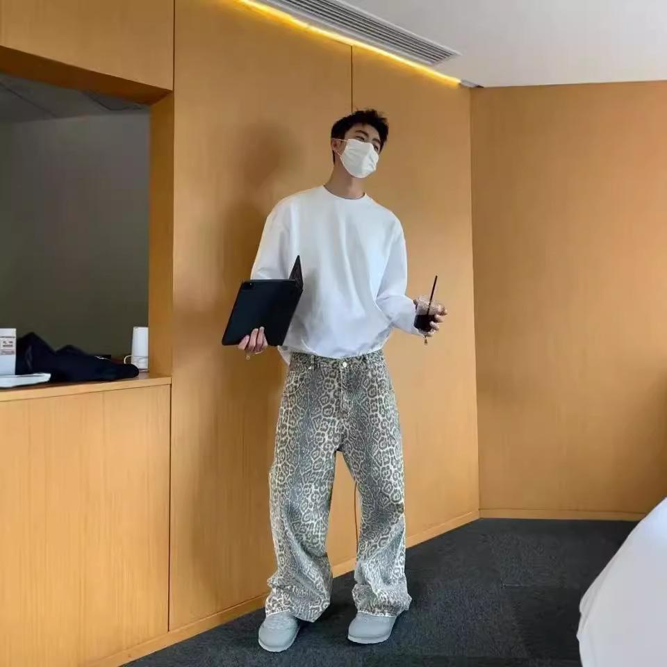 Jeans Men's Summer American Niche Design Sense Loose Straight Wide-leg Trousers