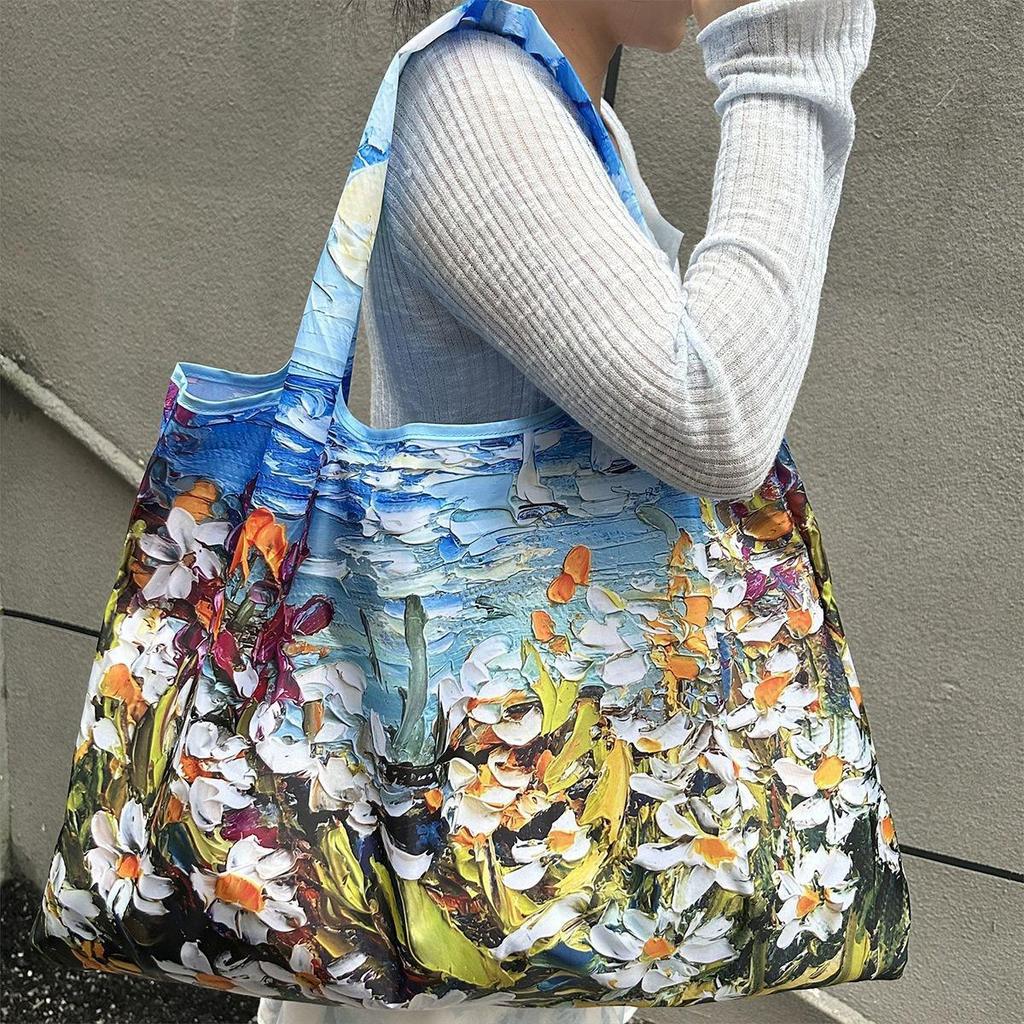 Borsa Tote da Viaggio Pieghevole Ecologica con Cartoni Animati - Borsa da Shopping a Spalla Singola di Grande Capacità per Donne