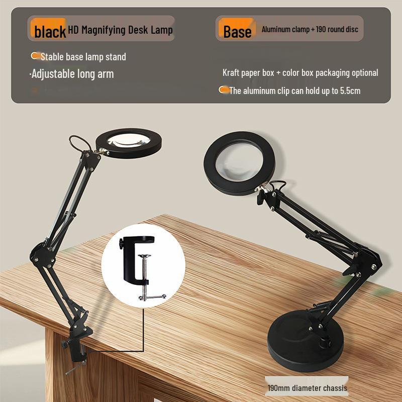 LED Long Arm Desk Lamp with Magnifying Glass – Cross-Border Eye Protection for Reading, Learning, Welding, and Repairs