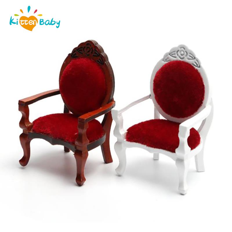 Dollhouse Armchairs Doll House Furniture Miniature Wood Chairs Mini Rocking Chair High Chair Model Furniture Decor Accessories