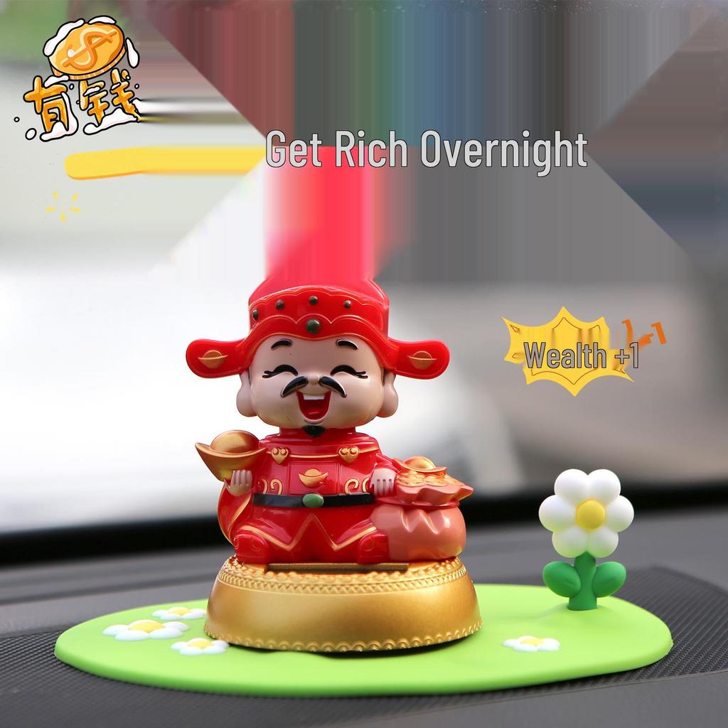 Solar-Powered Cute Cartoon KT Cat Car Ornament with Nodding Head