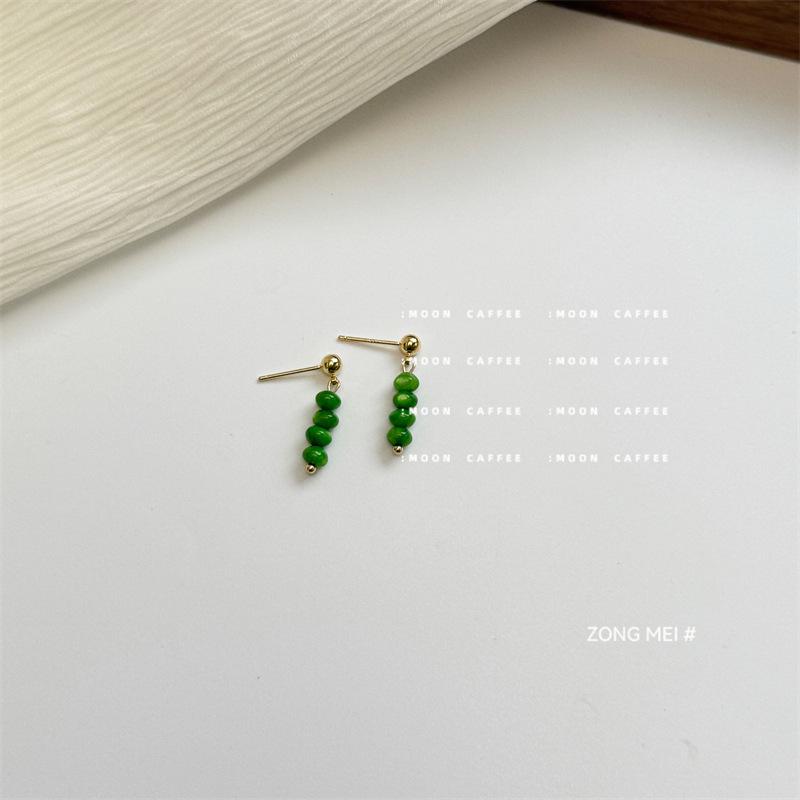 2026 Retro Green Chinese Style Women’s Stud Earrings – Winter s Hot Niche Design