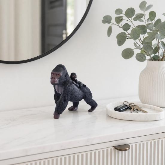 Gorilla Resin Statue, Sitting Monkey Figurine Sculpture, Industrial Home Decor for Living Room Office Desk Bookshelf, Industrial Modern Home Decor