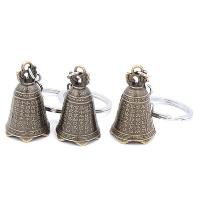 Antique Bell Chinese Mini Sculpture Pray Guanyin Buddha Bell Shui Feng Bell