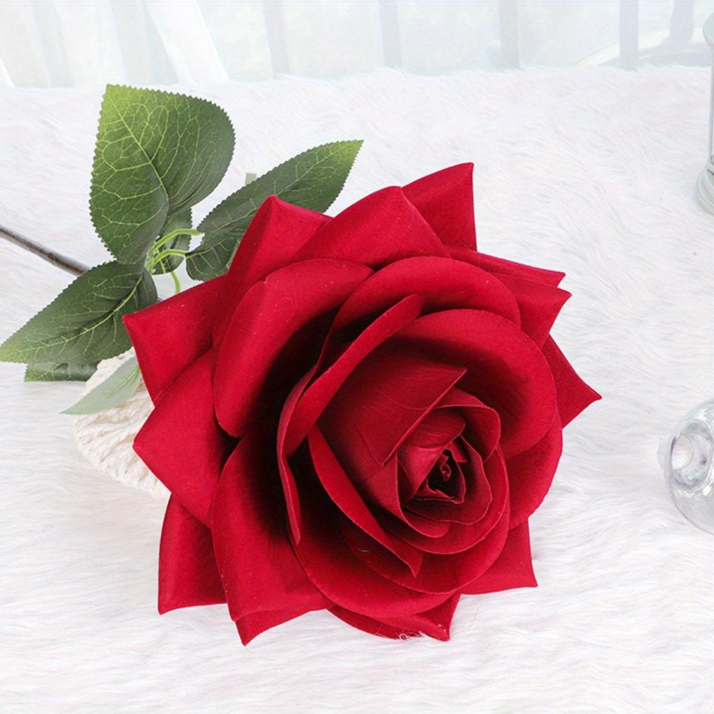 44 Inch Artificial Red Rose Flower, Single Red Rose with Stemfor Valentine's Day Mother's Day Wedding Party Home Decor Centerpieces Anniversary Decor