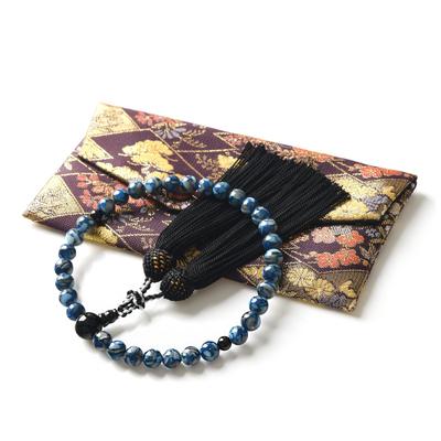 EsuonHappiness Prayer Beads for Nishijin Bead Bag Natural Red Indian Red Onyx Prayer Compressed Shell Pearls 8mm Women, Brocade, Included, Stone,