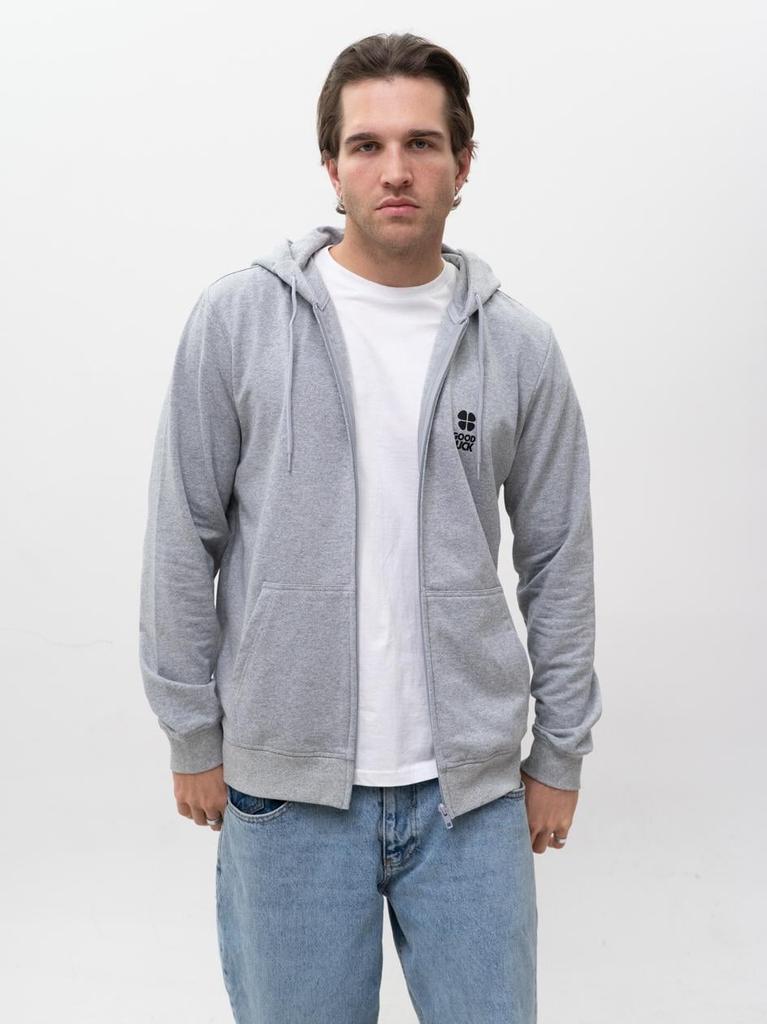 Men's Gray Good Luck Logo Zipper Hoodie XXL