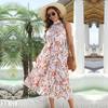 Vintage Halter Sleeveless Long Dress Women Lace Up Strap Print Spring Summer Holiday S-XL