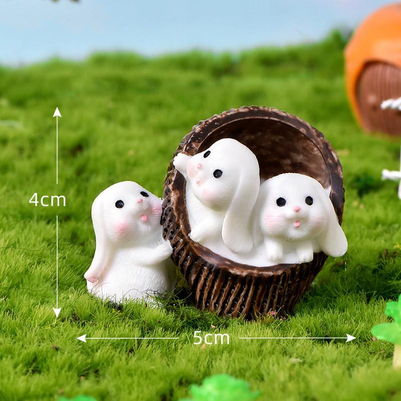 Cute Animal Resin Craft Rabbit Figurines Perfect For Plant Decorations And Terrariums