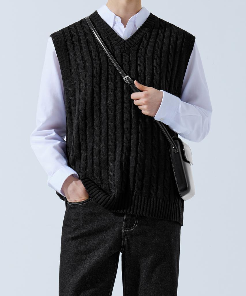 Topboy [2Pack] Regular Fit Cable Knit V-Neck Vest 6 Colors