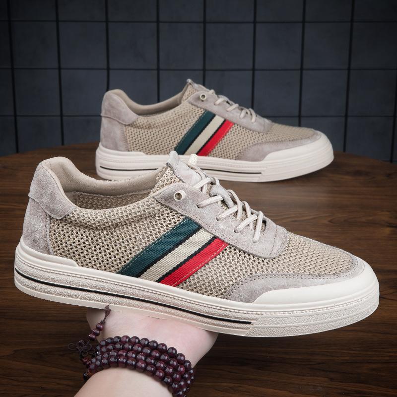 2025 spring and summer new mesh casual shoes men's fashion breathable board shoes student trend mesh men's shoes large top layer
