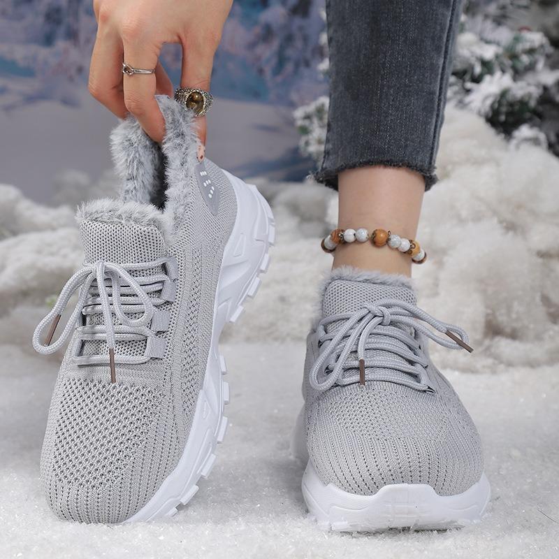 Women's Fall Winter Fleece-Lined Flyknit Athletic Dad Sneakers.