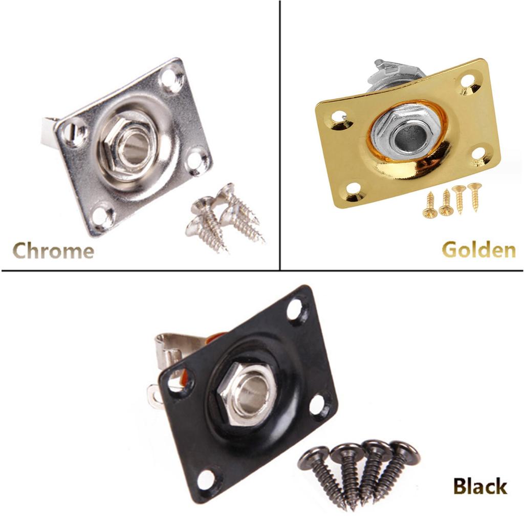 Guitar Input Output Jack Socket Plate Rectangular 1/4 Inch (6.35mm) with Mounting Screws for Electric Guitar Bass Parts