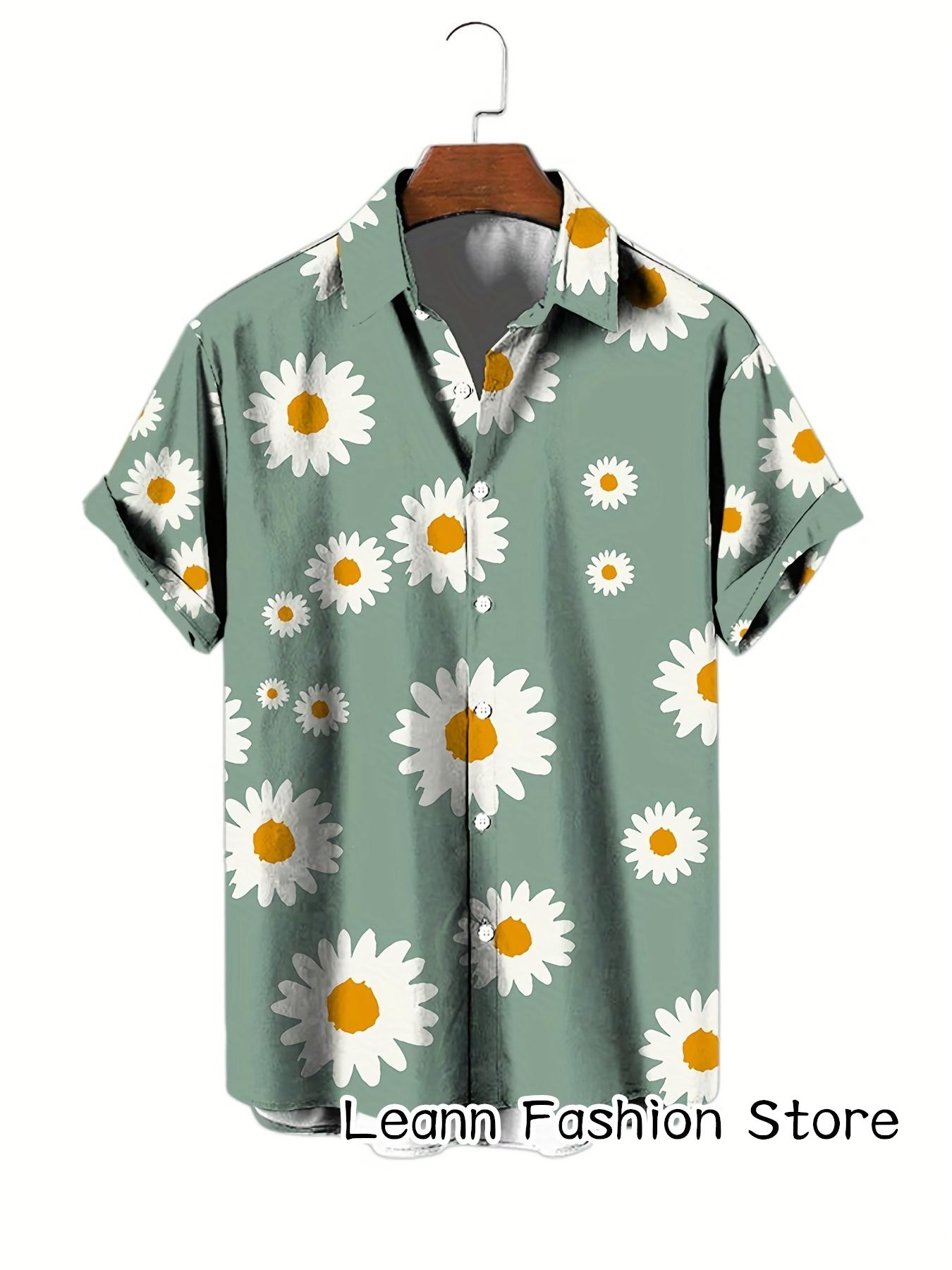 

Мужская летняя рубашка с цветочным принтом с коротким рукавом в гавайском стиле для отдыха, мужская пляжная модная рубашка на пуговицах для отдыха 5XL