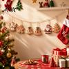 Weihnachtsgeschäft Fensterdekorationen Holz Lebkuchenstil Ornamente mit natürlicher Hanfschnur, Retro Festliche Hängende Weihnachtsbaum Anhänger für Zuhause