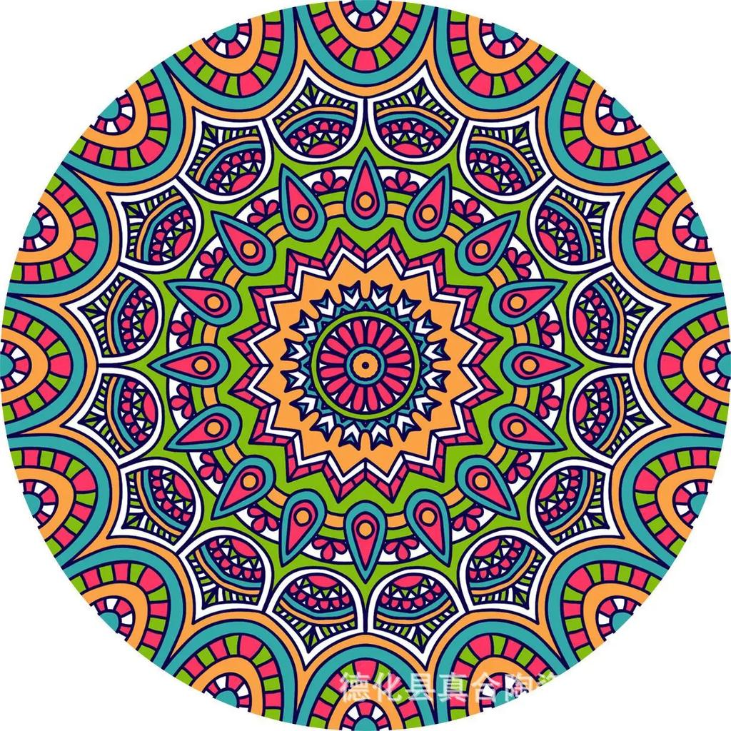 Mandala Flower Cup Coaster Round Ceramic Placemats Non-slip Tablemat Insulated Coasters Kitchen Decoration Tableware Home Decor