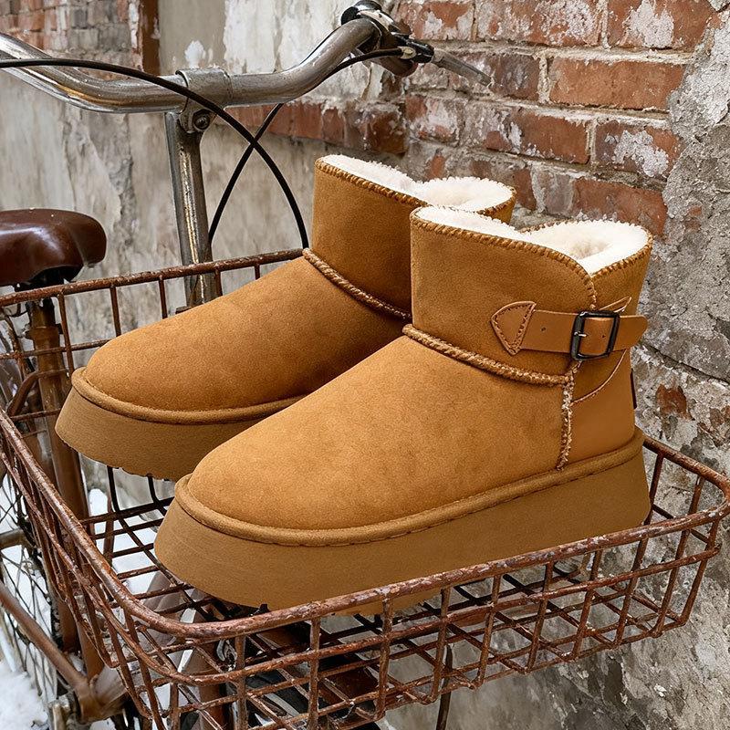 Fashion fur warm thick-soled snow boots women's winter velvet thickened new cotton shoes