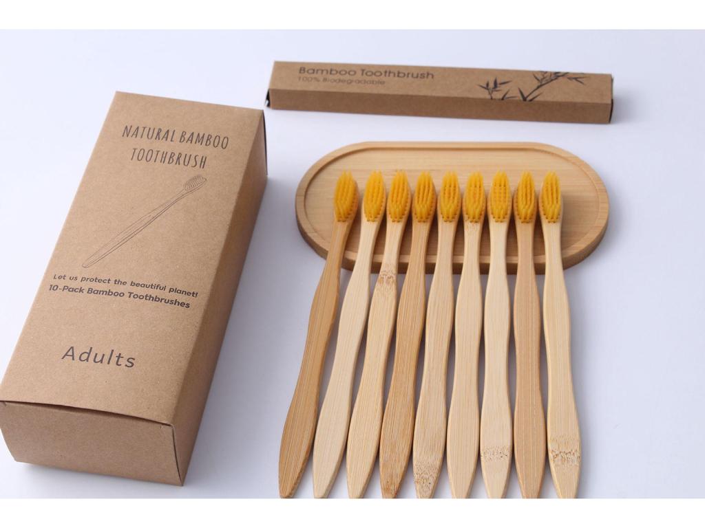 10-Pack Soft Bristle Bamboo Toothbrush Set for Adults - Ideal for Home, Hotel, or B&B, Custom Labeling Available