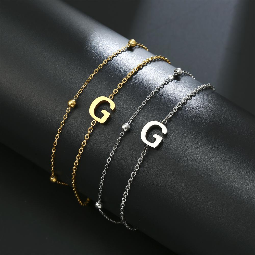 Cazador Stainless Steel Initial Letter Double Chains Bracelet for Women A-Z Alphabet Jewelry 2026 Bracelet On Hand Birthday Gift