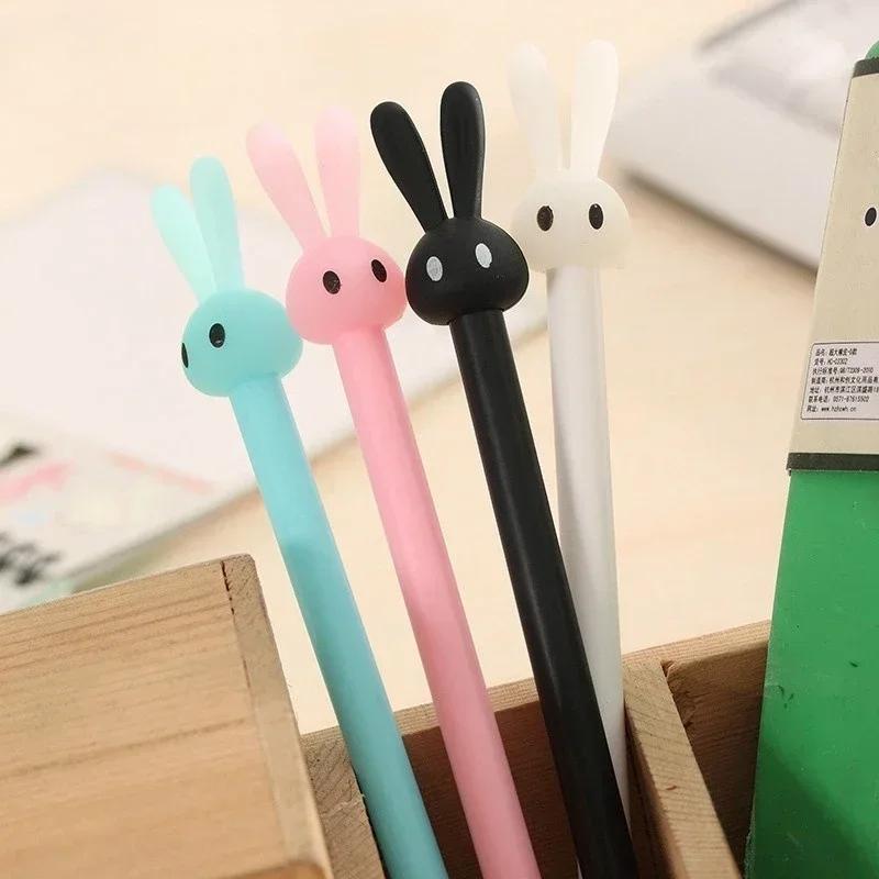 5Pcs Set Rabbit Gel Pens Korean Creative Cartoon Black Student Signature Pen Kawaii School Writing Supplies Office Stationary