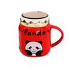 Mirror Ceramic Cup with Lid Cute Cartoon Panda Mug Household Water Cup Gift Souvenir Cup High Appearance