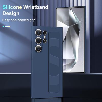 Samsung S26 Ultra Liquid Silicone Phone Case with Wrist Strap for S24/S25 - Full Coverage Protective Cover