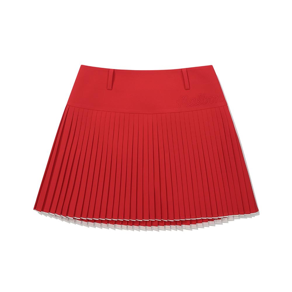 MALBON GOLF Wide Waistband Fine Pleated Skirt Red (Woman)